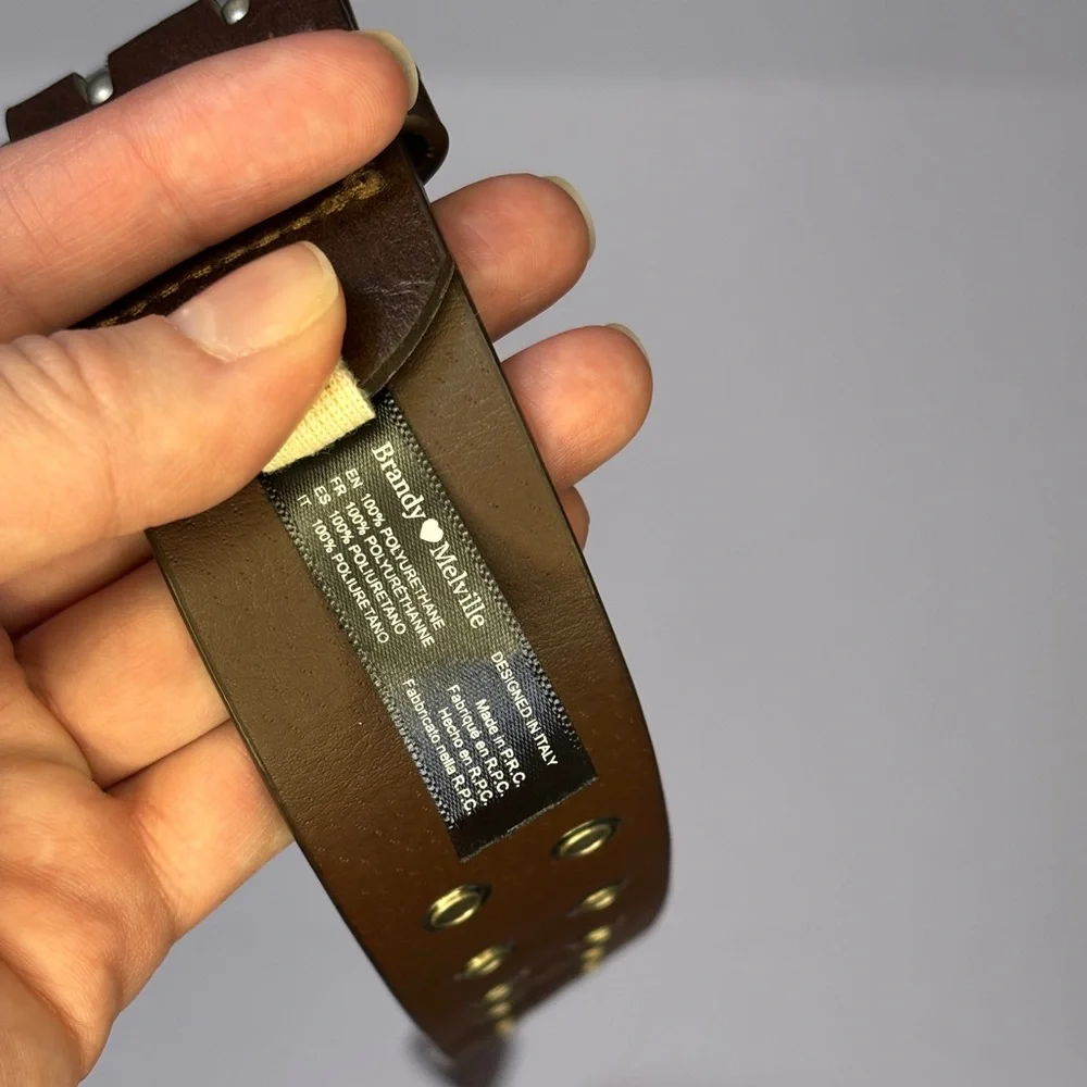 Y2K Grommet Belt Brown Vegan Leather Brandy Melville - Picture 2 of 4